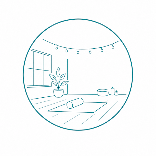 studio space hire line art icon